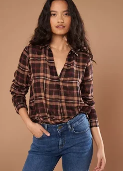 Sud Express Tops & Blouses|Blouse A Carreaux Bordeaux Tasco