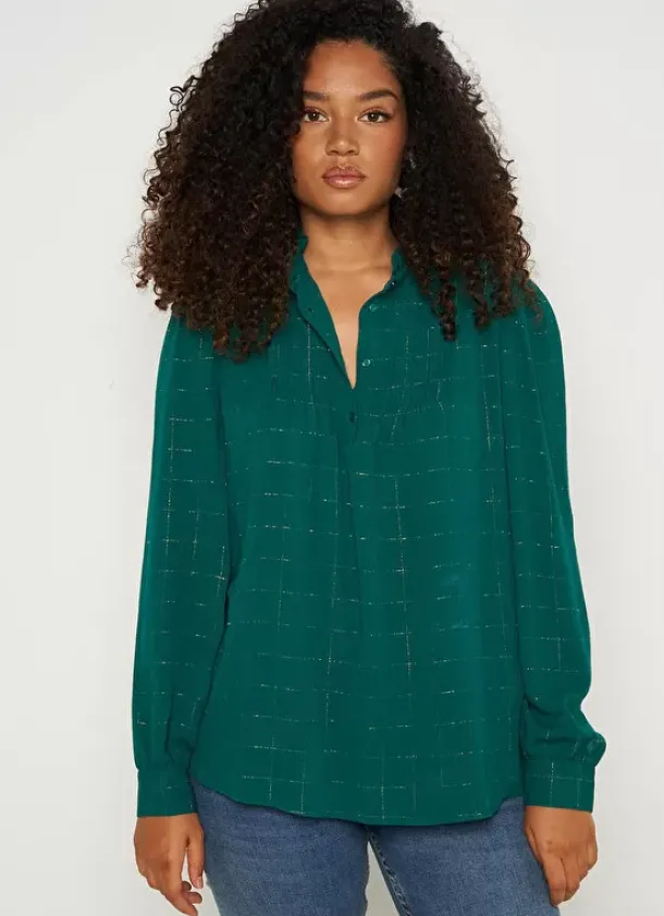 Sud Express Tops & Blouses|Blouse A Col Monte Avec Volant Bouteille Blouisa