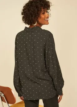 Sud Express Tops & Blouses|Blouse A Col V Et Plumetis Lurex Gris Tarano