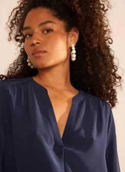 Sud Express Tops & Blouses|Blouse En 100% Soie Bleu Tyrah