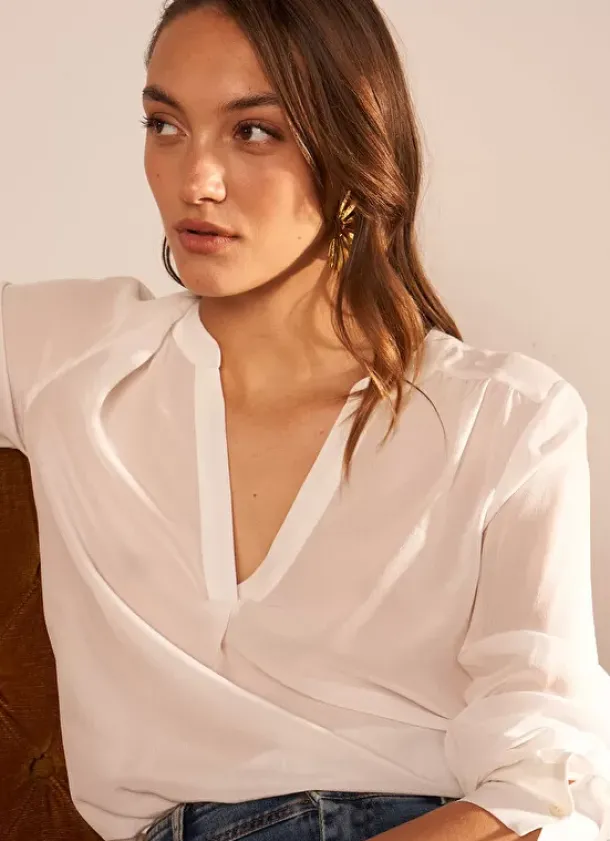 Sud Express Tops & Blouses|Blouse En 100% Soie Ecru Tyrah