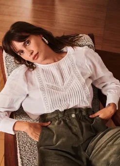Sud Express Tops & Blouses|Blouse Gaze De Coton Blanc Tasmine