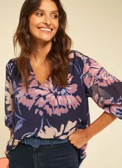 Sud Express Tops & Blouses|Blouse Imprimee Violet Tomary