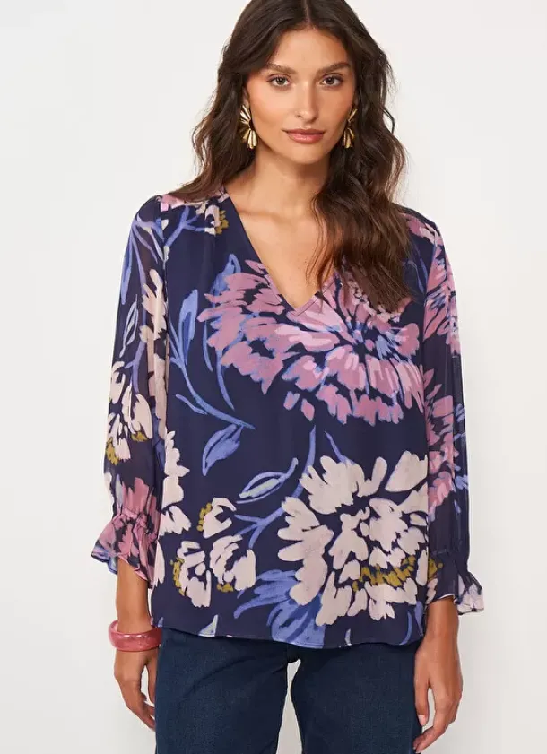Sud Express Tops & Blouses|Blouse Imprimee Violet Tomary