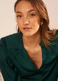 Sud Express Tops & Blouses|Blouse Satine A Col Tunisien Bouteille Teddy