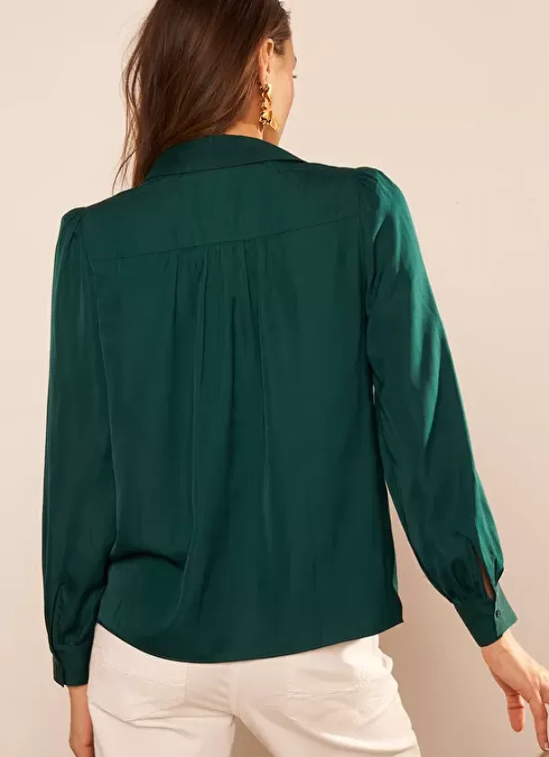 Sud Express Tops & Blouses|Blouse Satine A Col Tunisien Bouteille Teddy