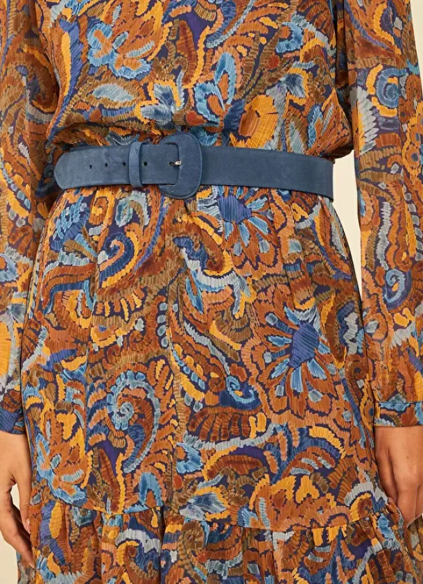 Sud Express Shoes & Accessories|Ceinture En Croute De Cuir Indigo Celinda