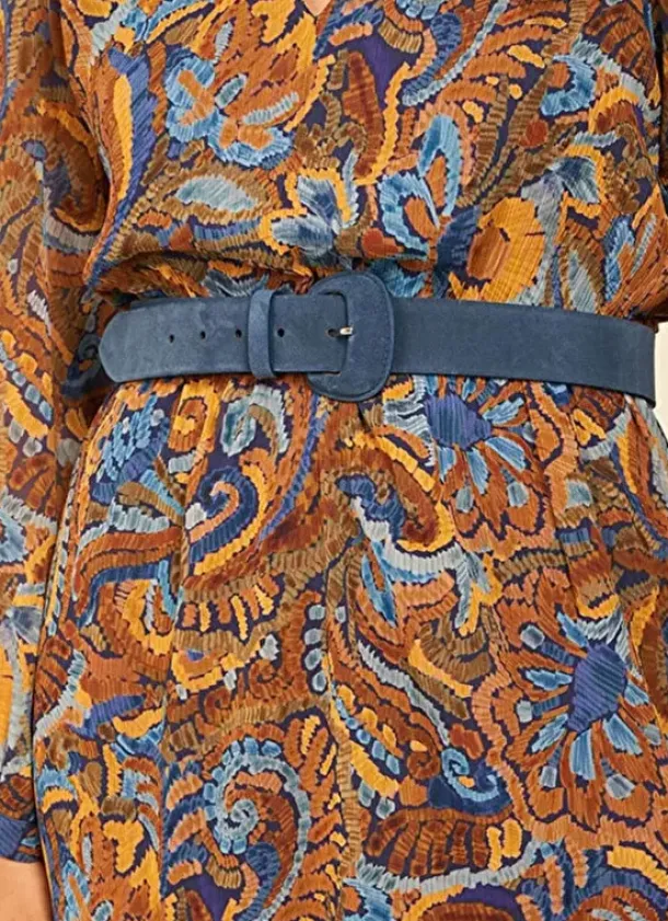 Sud Express Shoes & Accessories|Ceinture En Croute De Cuir Indigo Celinda