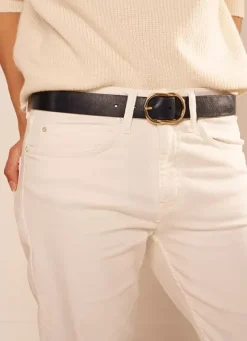 Sud Express Shoes & Accessories|Ceinture En Cuir, Boucle Ovale Marine Calie
