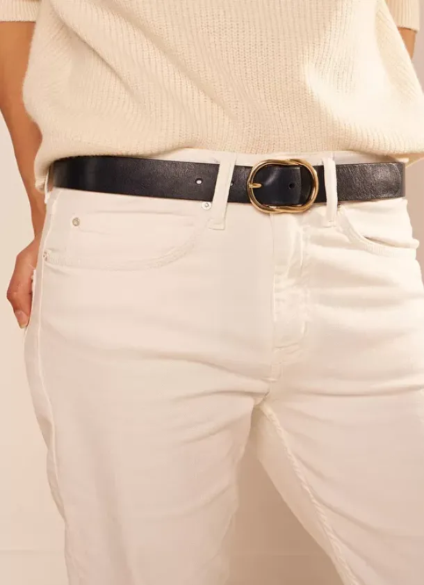 Sud Express Shoes & Accessories|Ceinture En Cuir, Boucle Ovale Marine Calie