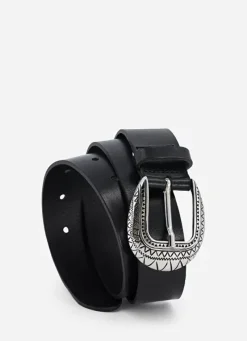 Sud Express Shoes & Accessories|Ceinture En Cuir Lisse Noir Camerone