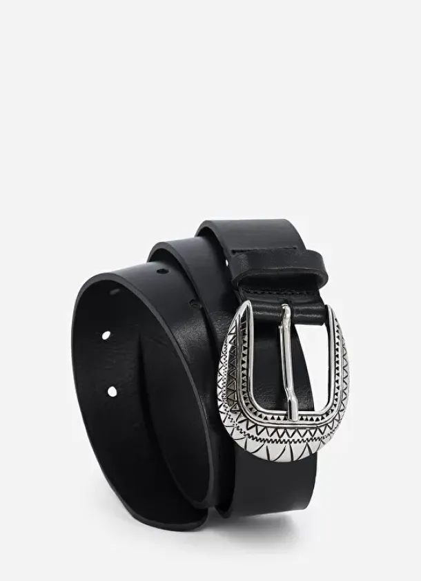 Sud Express Shoes & Accessories|Ceinture En Cuir Lisse Noir Camerone