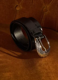 Sud Express Shoes & Accessories|Ceinture En Cuir Lisse Noir Camerone