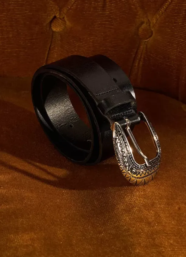 Sud Express Shoes & Accessories|Ceinture En Cuir Lisse Noir Camerone
