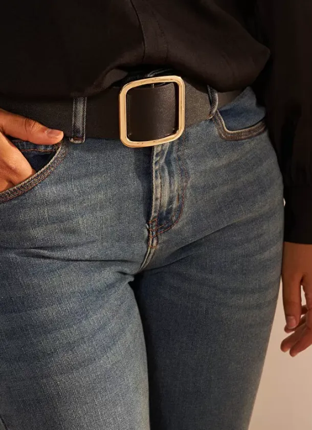 Sud Express Shoes & Accessories|Ceinture En Faux Cuir Lisse Noir Cellia