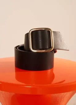 Sud Express Shoes & Accessories|Ceinture En Faux Cuir Lisse Noir Cellia