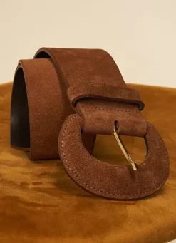 Sud Express Shoes & Accessories|Ceinture Large En Croute De Cuir Caramel Camylle