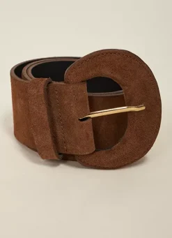 Sud Express Shoes & Accessories|Ceinture Large En Croute De Cuir Caramel Camylle