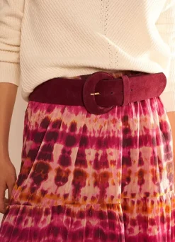 Sud Express Shoes & Accessories|Ceinture Large En Croute De Cuir Bordeaux Camylle