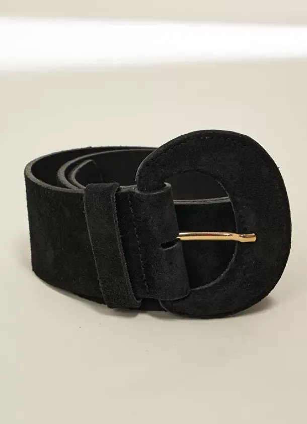 Sud Express Shoes & Accessories|Ceinture Large En Croute De Cuir Noir Camylle