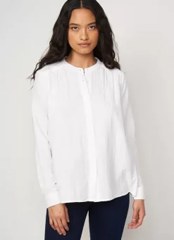 Sud Express Tops & Blouses|Chemise A Col Rond Blanc Cameline