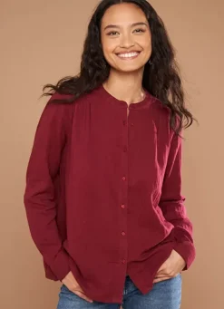 Sud Express Tops & Blouses|Chemise A Col Rond Bordeaux Cameline