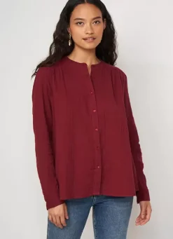 Sud Express Tops & Blouses|Chemise A Col Rond Bordeaux Cameline