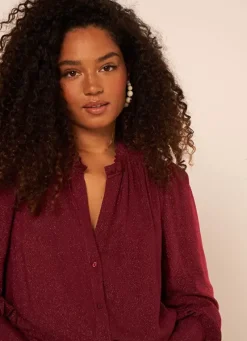 Sud Express Tops & Blouses|Chemise A Col Tunisien Bordeaux Cariba