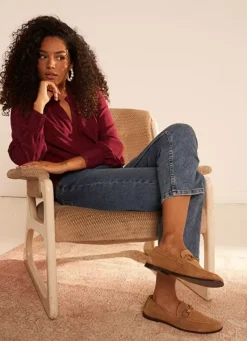 Sud Express Tops & Blouses|Chemise A Col Tunisien Bordeaux Cariba