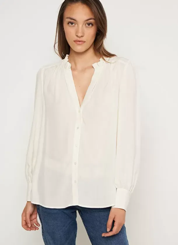 Sud Express Tops & Blouses|Chemise A Col Tunisien Ecru Cariba