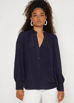 Sud Express Tops & Blouses|Chemise A Col Tunisien Marine Cariba