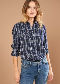 Sud Express Tops & Blouses|Chemise A Manches Longues Marine Casali