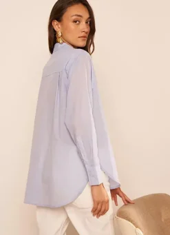 Sud Express Tops & Blouses|Chemise Ample En Popeline De Coton Ciel Cascada