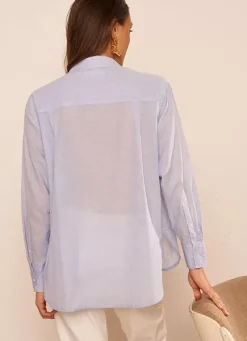 Sud Express Tops & Blouses|Chemise Ample En Popeline De Coton Ciel Cascada