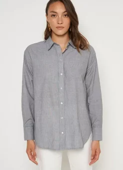 Sud Express Tops & Blouses|Chemise Ample En Popeline De Coton Gris Cascada