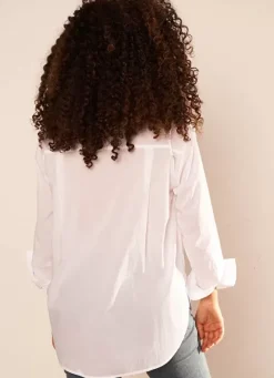 Sud Express Tops & Blouses|Chemise Ample En Popeline De Coton Blanc Cascade