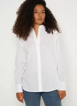 Sud Express Tops & Blouses|Chemise Ample En Popeline De Coton Blanc Cascade