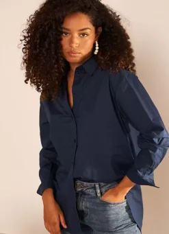 Sud Express Tops & Blouses|Chemise Ample En Popeline De Coton Bleu Cascade