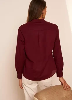 Sud Express Tops & Blouses|Chemise Classique Bordeaux Cortaline