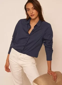Sud Express Tops & Blouses|Chemise Classique Indigo Cortaline