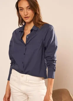 Sud Express Tops & Blouses|Chemise Classique Indigo Cortaline