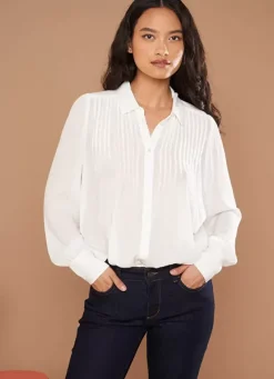 Sud Express Tops & Blouses|Chemise Crepon A Col Classique Ecru Calison