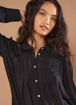 Sud Express Tops & Blouses|Chemise Crepon A Col Classique Noir Calison