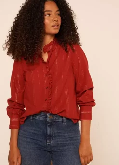 Sud Express Tops & Blouses|Chemise Details En Lurex Brique Calika