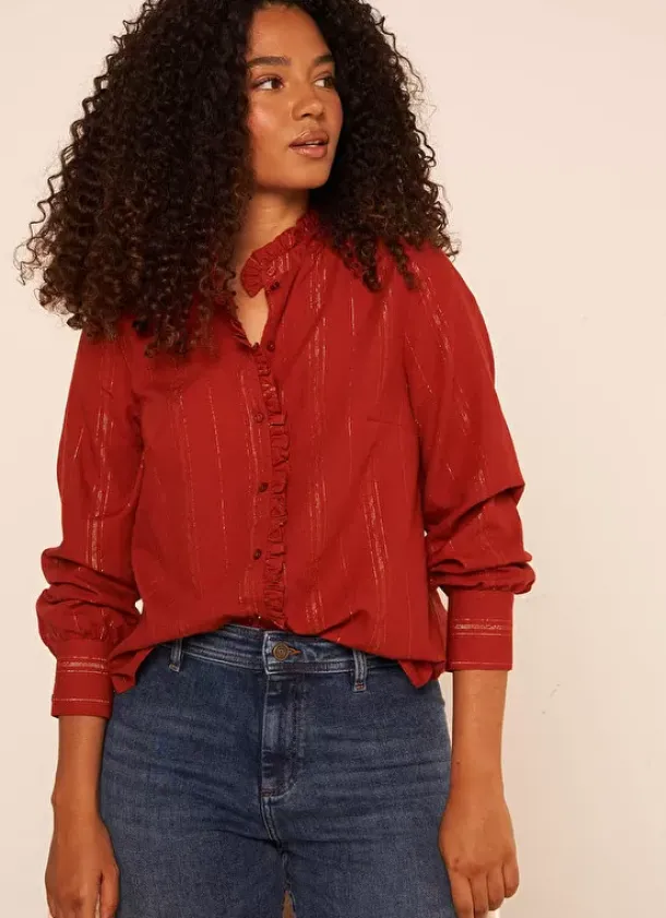 Sud Express Tops & Blouses|Chemise Details En Lurex Brique Calika