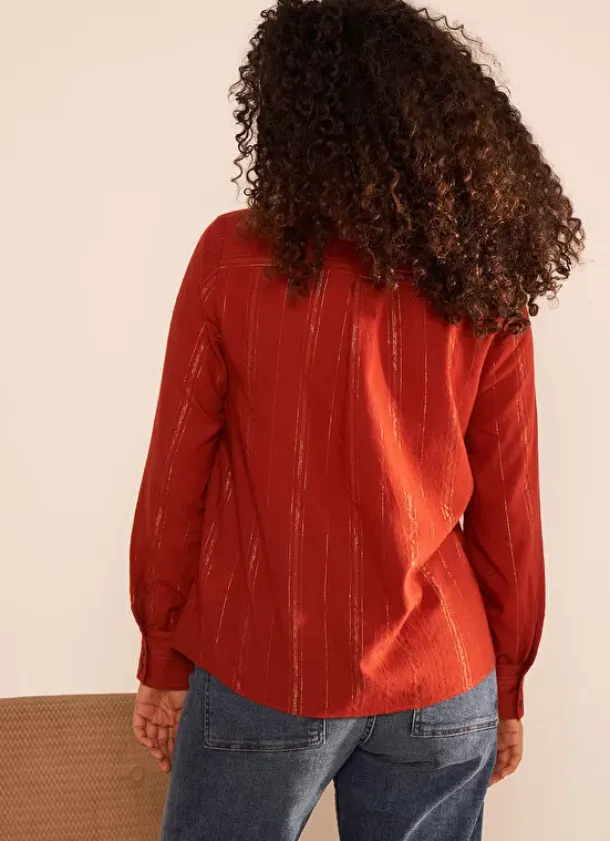Sud Express Tops & Blouses|Chemise Details En Lurex Brique Calika