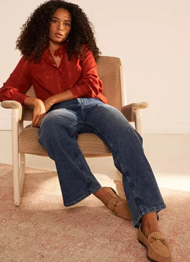 Sud Express Tops & Blouses|Chemise Details En Lurex Brique Calika