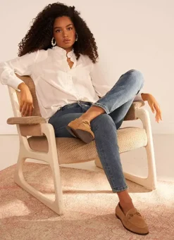 Sud Express Tops & Blouses|Chemise Details Fils Dores Ecru Calika