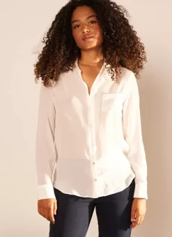 Sud Express Tops & Blouses|Chemise En Soie A Manches Longues Ecru Cyrah