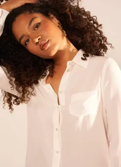 Sud Express Tops & Blouses|Chemise En Soie A Manches Longues Ecru Cyrah